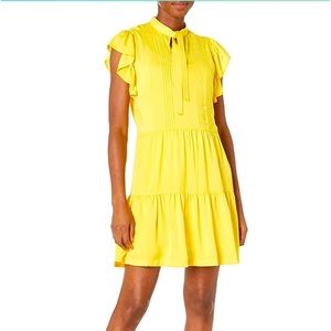 TOMMY HILFIGER sunshine yellow tiered flutter cap sleeve dress size 12 - NWT!